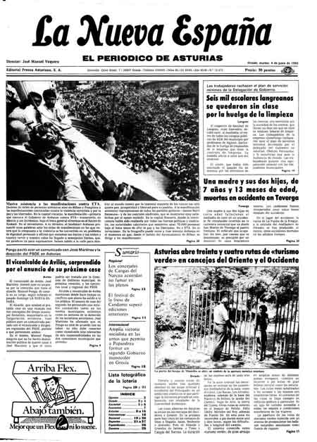 Portada Martes 4 de  de 1985