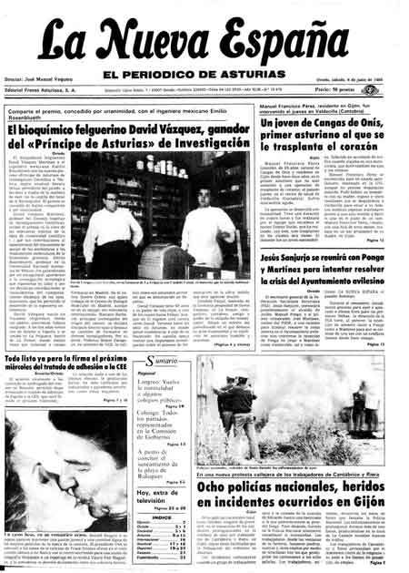 Portada Sábado 8 de  de 1985