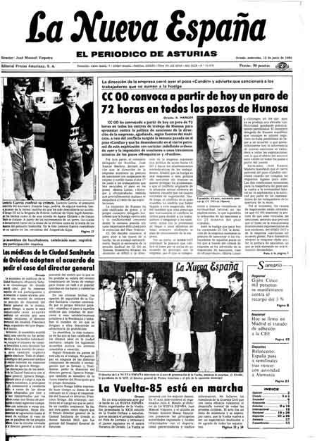 Portada Miércoles 12 de  de 1985