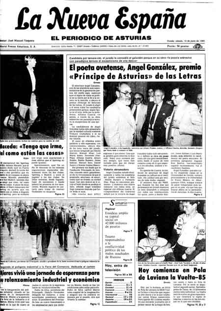 Portada Sábado 15 de  de 1985
