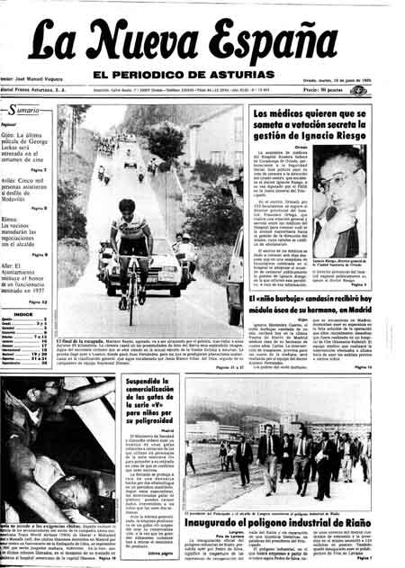 Portada Martes 18 de  de 1985
