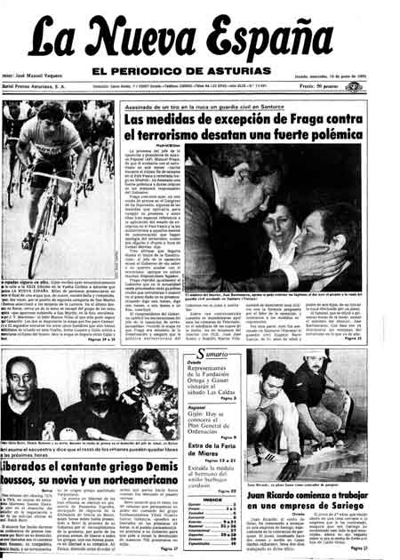 Portada Miércoles 19 de  de 1985