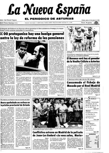 Portada Jueves 20 de  de 1985