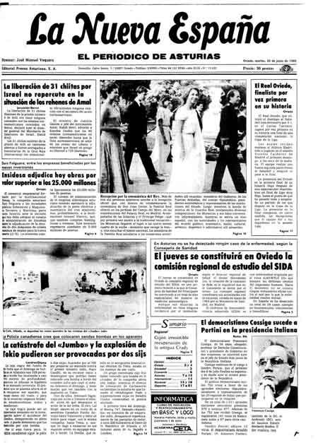 Portada Martes 25 de  de 1985