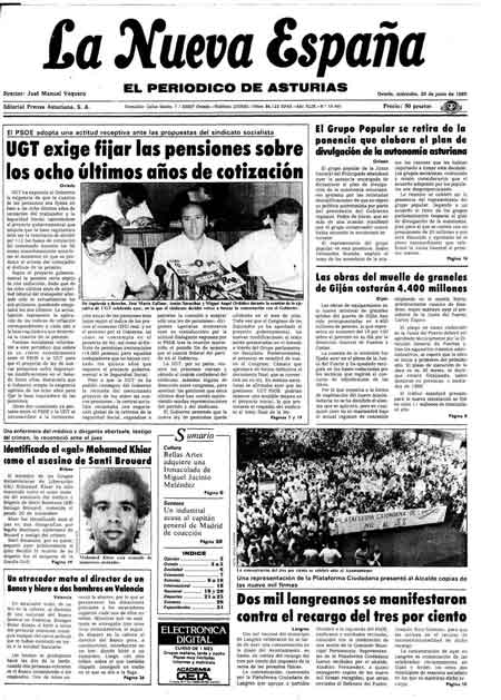 Portada Miércoles 26 de  de 1985