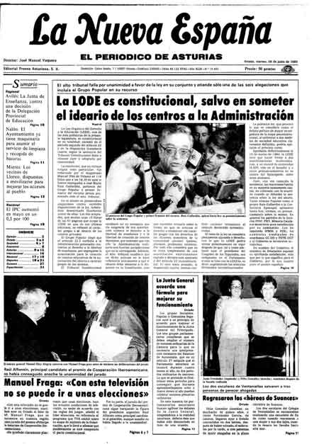Portada Viernes 28 de  de 1985