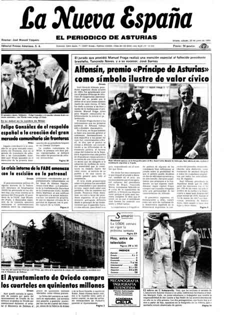 Portada Sábado 29 de  de 1985