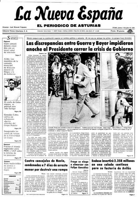 Portada Jueves 4 de  de 1985