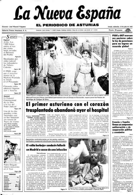 Portada Miércoles 10 de  de 1985