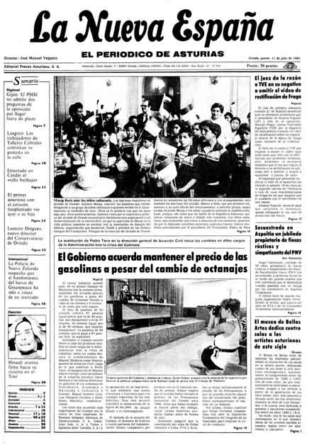 Portada Jueves 11 de  de 1985