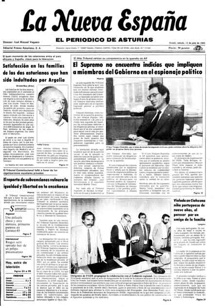 Portada Sábado 13 de  de 1985