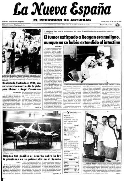 Portada Martes 16 de  de 1985