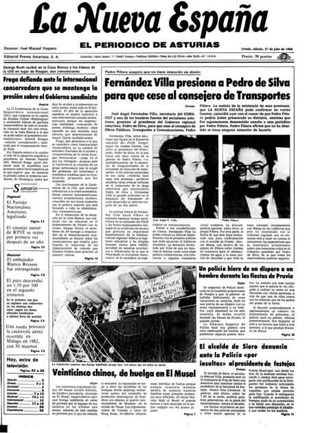 Portada Sábado 27 de  de 1985