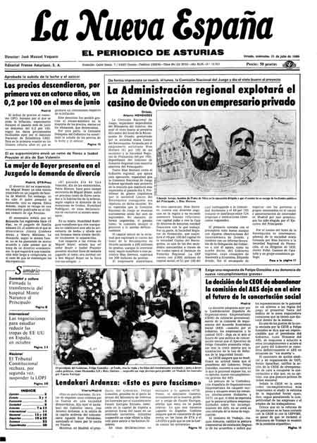 Portada Miércoles 31 de  de 1985
