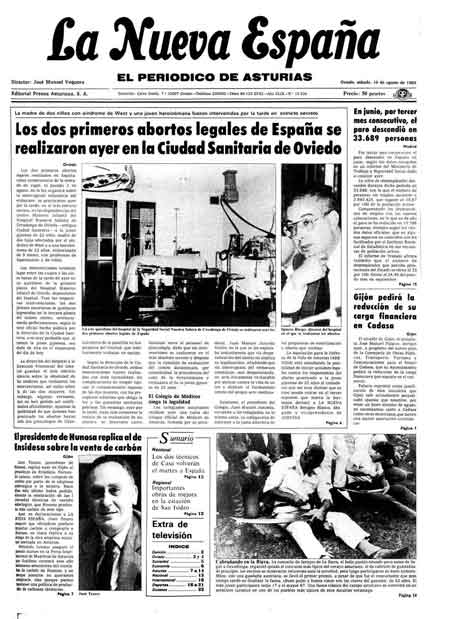 Portada Sábado 10 de  de 1985