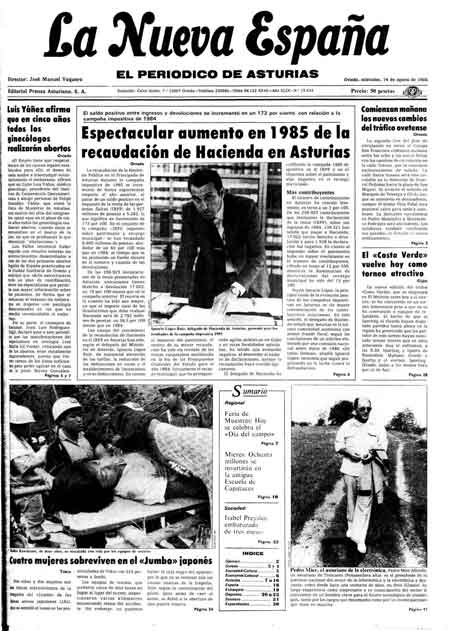 Portada Miércoles 14 de  de 1985