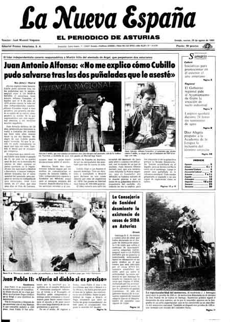 Portada Martes 20 de  de 1985