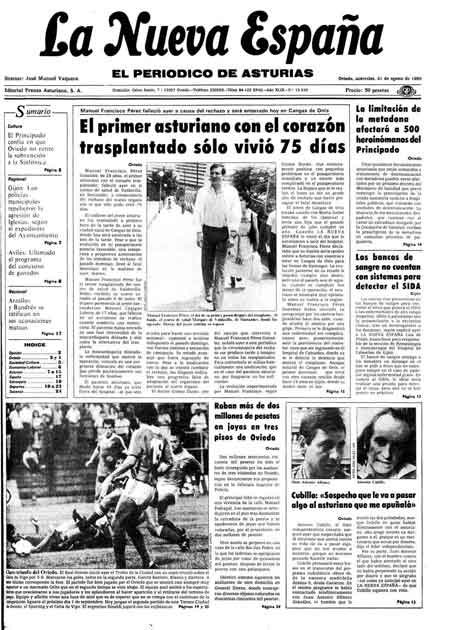 Portada Miércoles 21 de  de 1985