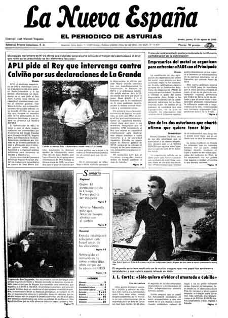 Portada Jueves 22 de  de 1985