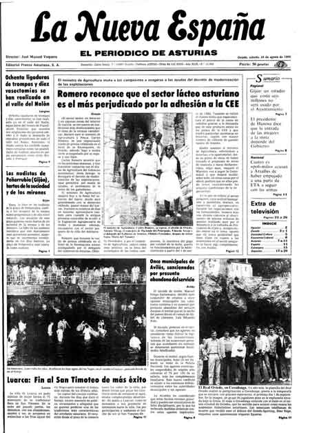 Portada Sábado 24 de  de 1985