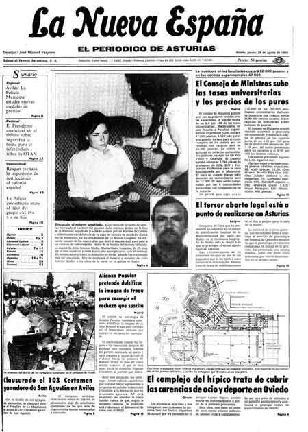 Portada Jueves 29 de  de 1985