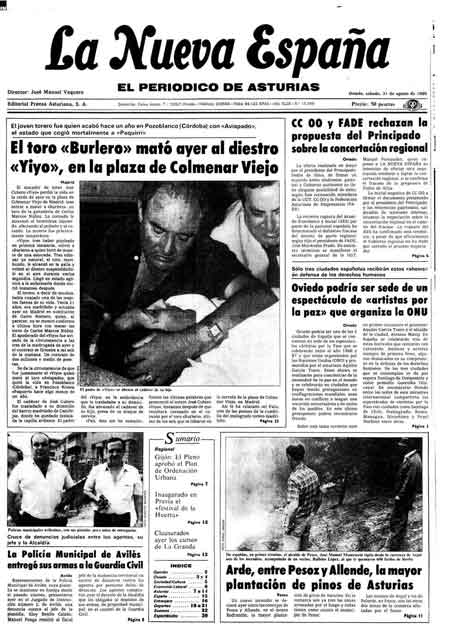 Portada Sábado 31 de  de 1985