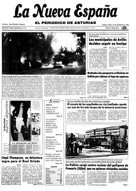Portada Martes 10 de  de 1985