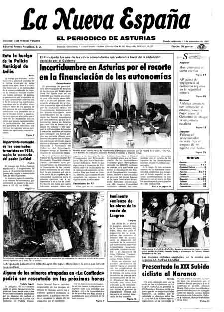 Portada Miércoles 11 de  de 1985