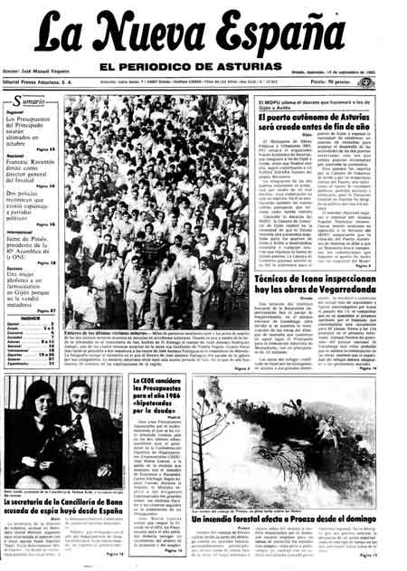 Portada Miércoles 18 de  de 1985