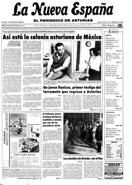 Portada Martes 24 de  de 1985