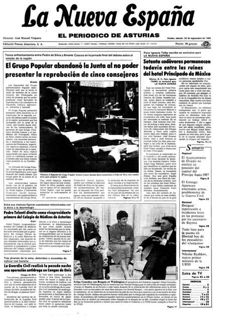 Portada Sábado 28 de  de 1985