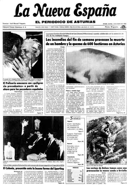 Portada Martes 1 de Octubre de 1985