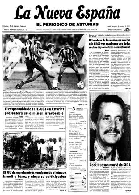 Portada Jueves 3 de Octubre de 1985