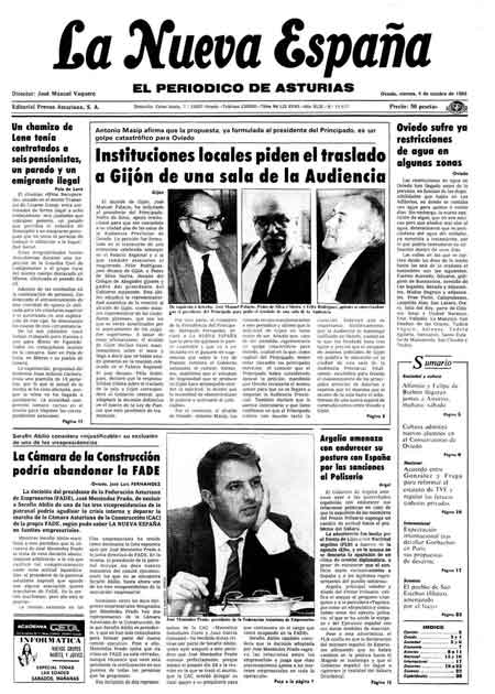 Portada Viernes 4 de Octubre de 1985
