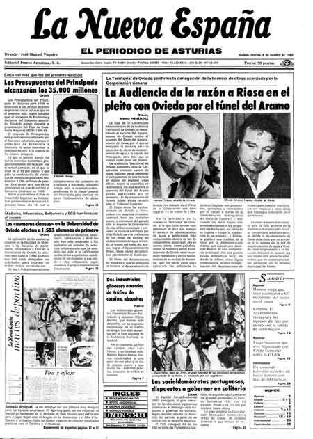 Portada Martes 8 de Octubre de 1985