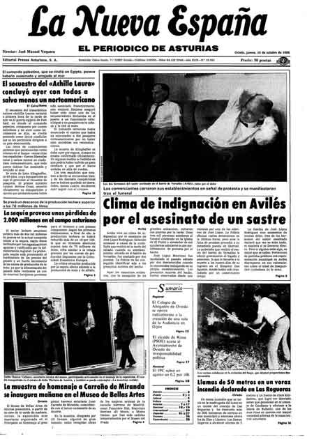 Portada Jueves 10 de Octubre de 1985