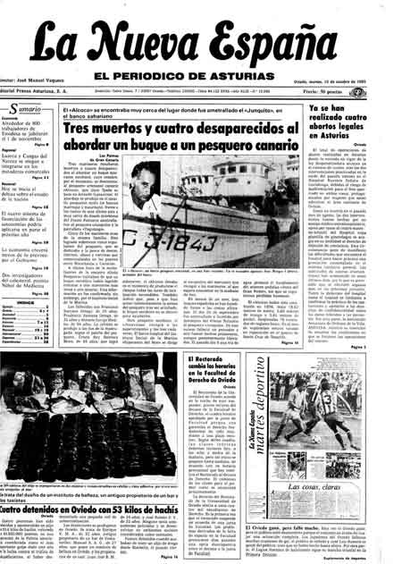 Portada Martes 15 de Octubre de 1985