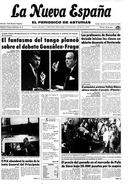 Portada Miércoles 16 de Octubre de 1985