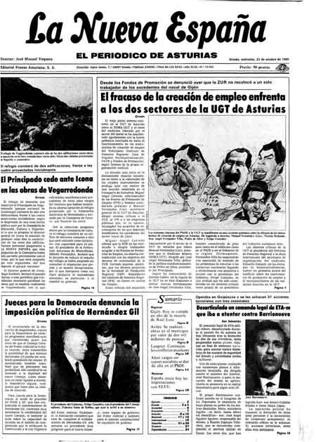 Portada Miércoles 23 de Octubre de 1985