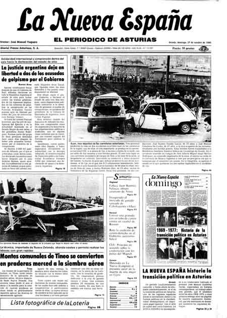 Portada Domingo 27 de Octubre de 1985