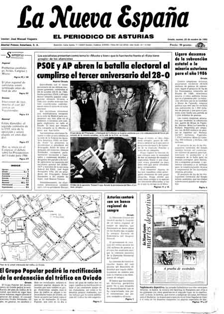 Portada Martes 29 de Octubre de 1985