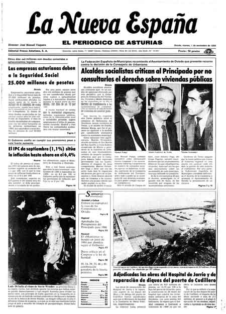 Portada Viernes 1 de Noviembre de 1985