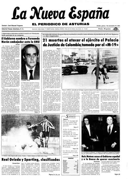 Portada Jueves 7 de Noviembre de 1985