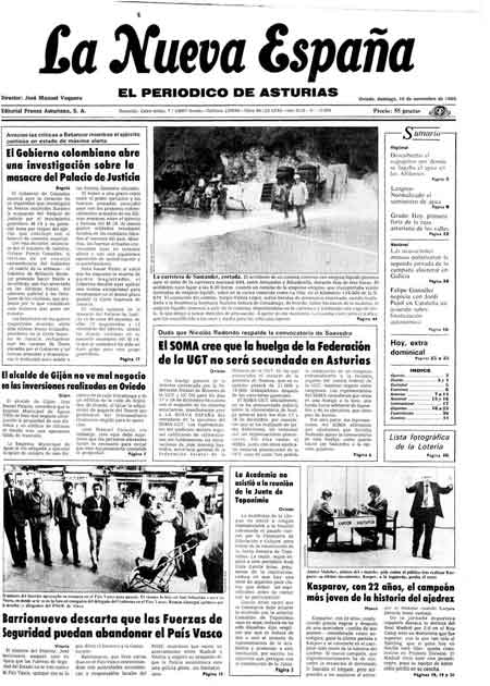 Portada Domingo 10 de Noviembre de 1985