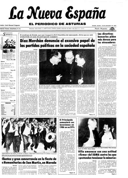 Portada Martes 12 de Noviembre de 1985