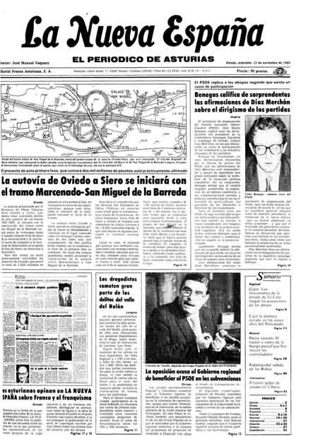Portada Miércoles 13 de Noviembre de 1985
