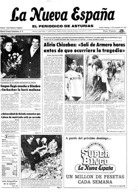 Portada Domingo 17 de Noviembre de 1985