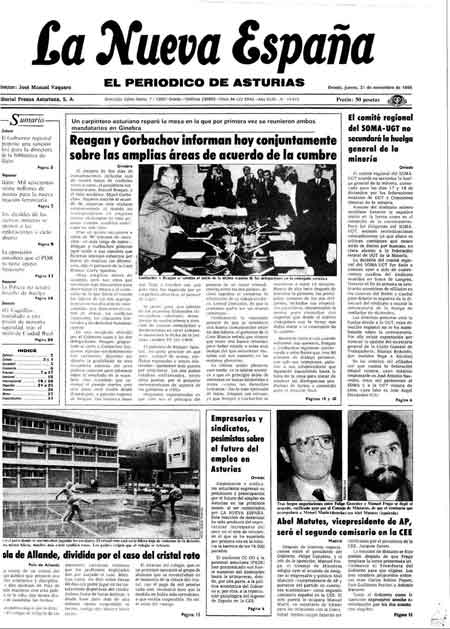Portada Jueves 21 de Noviembre de 1985