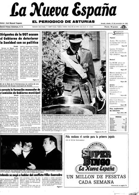 Portada Sábado 23 de Noviembre de 1985