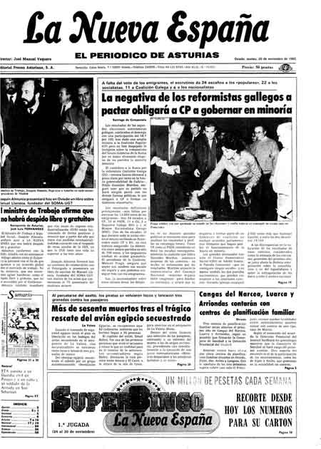 Portada Martes 26 de Noviembre de 1985